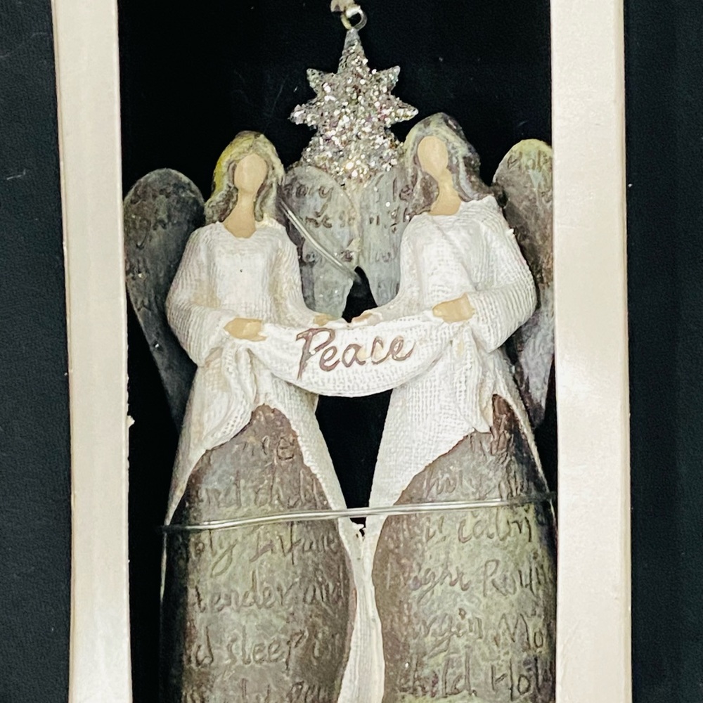 Christmas Ornament Angels Holding PEACE Scarf NIB